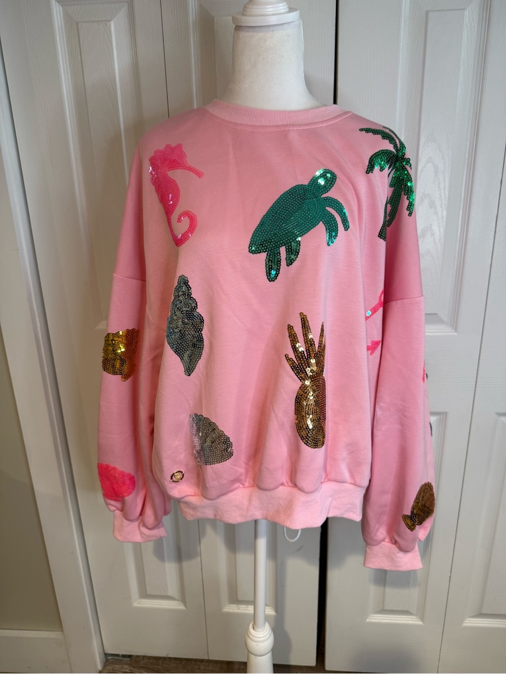 Simply Southern, Pink Sequin Coastal Sweatshirt, Size XL NWT - Picture 2 of 13